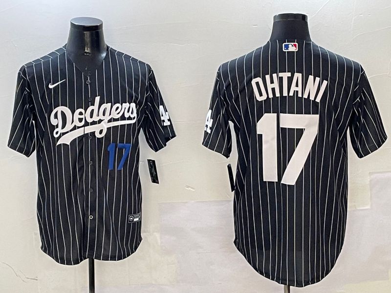 Men Los Angeles Dodgers 17 Ohtani Black Stripe Jointly Name 2025 Nike MLB Jersey style 8